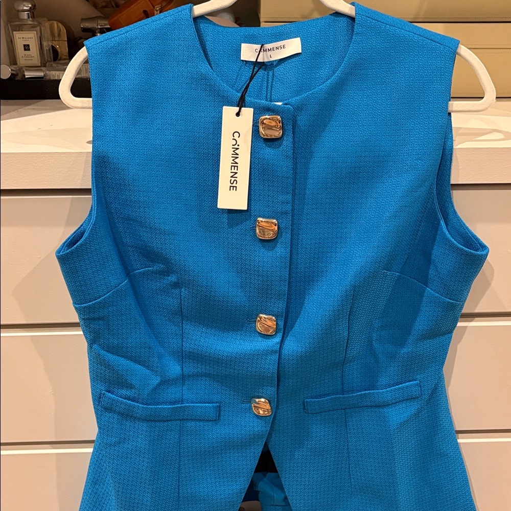 Commense Blue Textured Buttoned Top - Picture 8 of 9